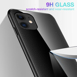 iPhone 12 Cover Gehärtetes Glas Klassische Kohlefaser