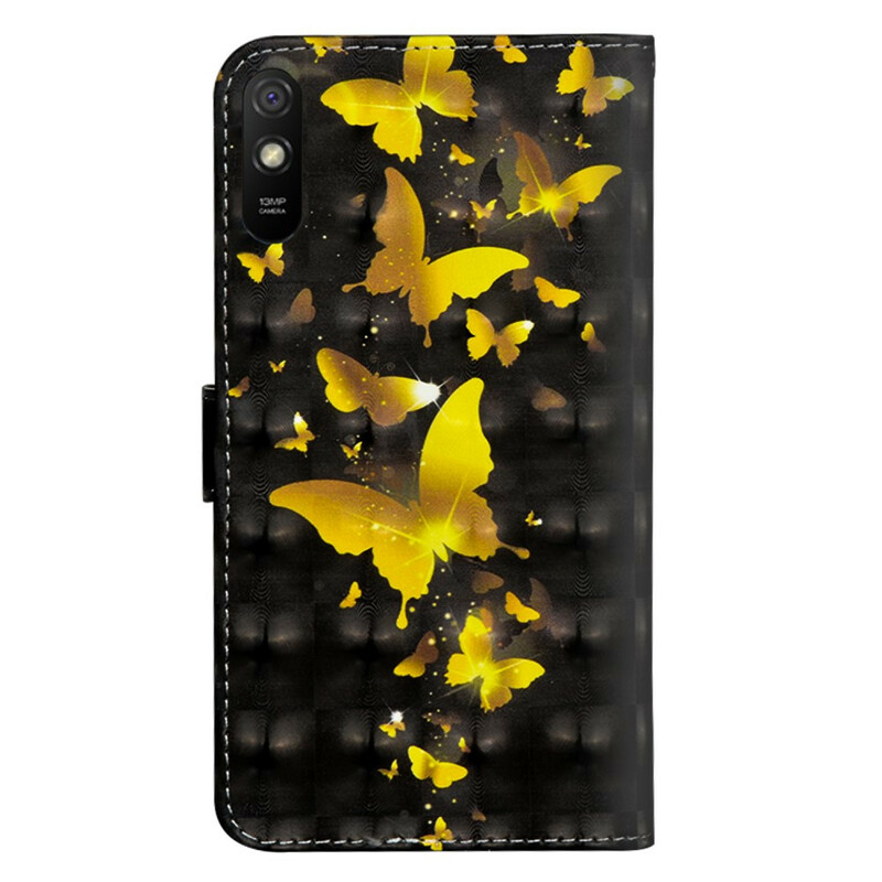 Xiaomi Redmi 9A Hülle Gelbe Schmetterlinge