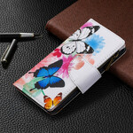 Huawei P40 Lite E / Y7p Tasche mit Reißverschluss Schmetterlinge