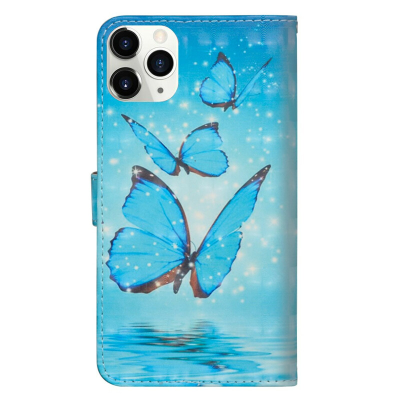 iPhone 12 Max / 12 Pro Light Spot Hülle Blaue fliegende Schmetterlinge