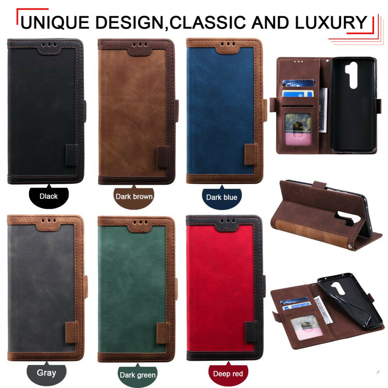 Hülle Xaiomi Redmi 9 Kunstleder Zweifarbig Verstärkte Konturen