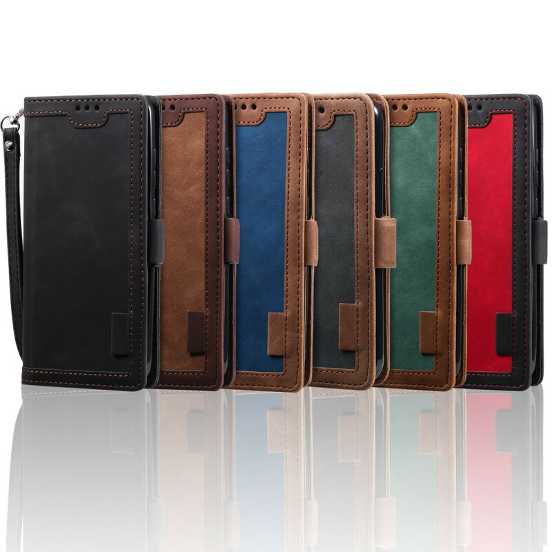 Hülle Xaiomi Redmi 9 Kunstleder Zweifarbig Verstärkte Konturen