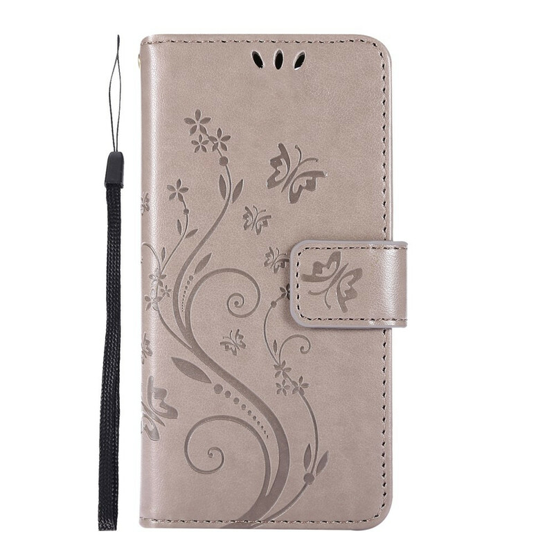 iPhone 12 Hülle Schmetterlinge und Blumen Lanyard