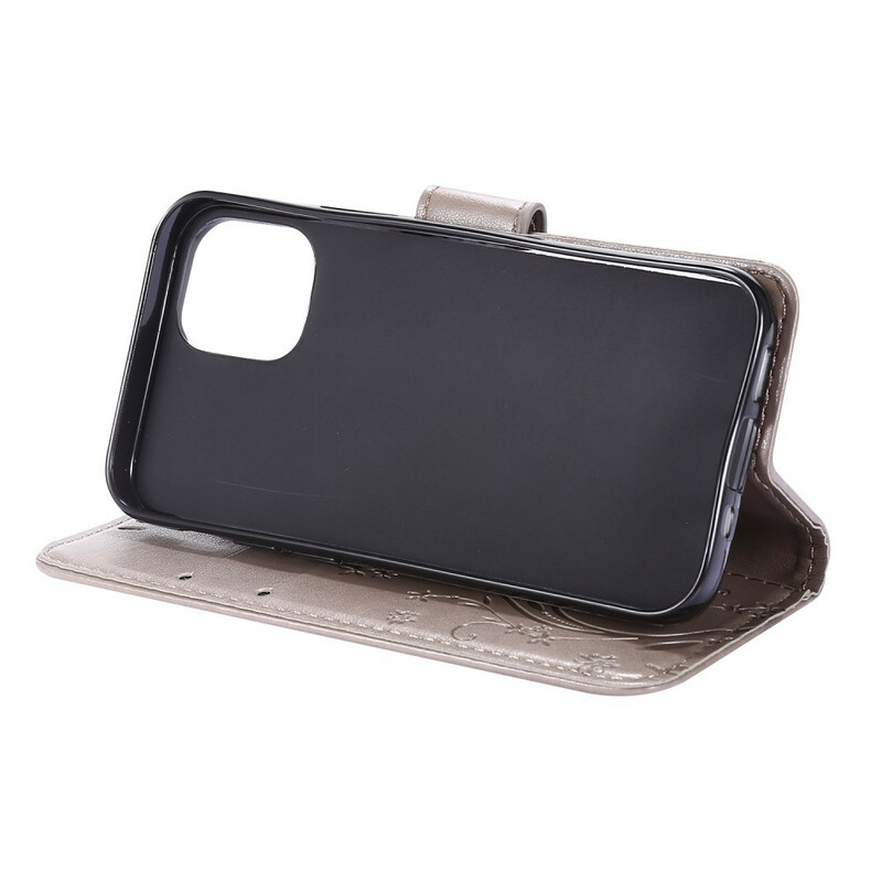 iPhone 12 Hülle Schmetterlinge und Blumen Lanyard