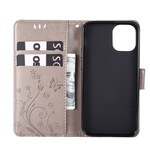 iPhone 12 Hülle Schmetterlinge und Blumen Lanyard