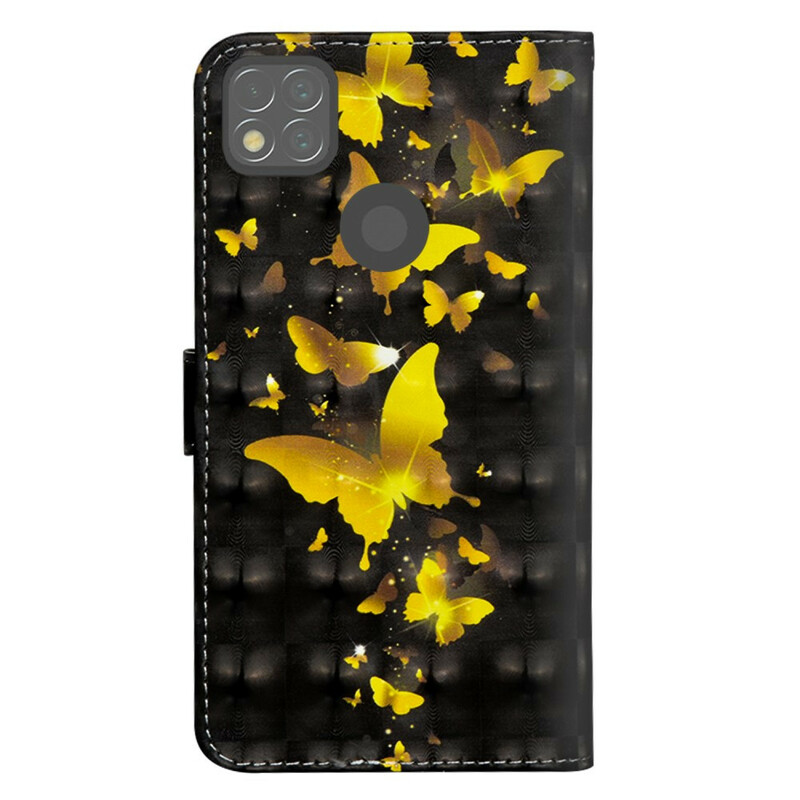 Xiaomi Redmi 9C Hülle Gelbe Schmetterlinge