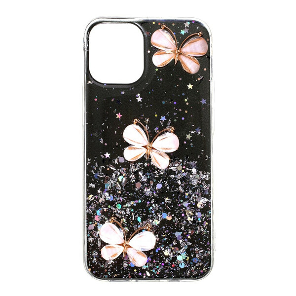 iPhone Cover 12 Mini Glitter 3D Schmetterlinge
