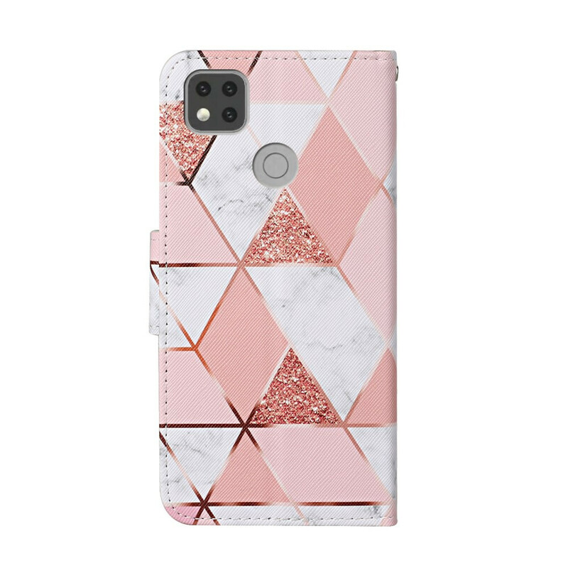 Xiaomi Redmi 9C Triangle Hülle Marmor und Glitter