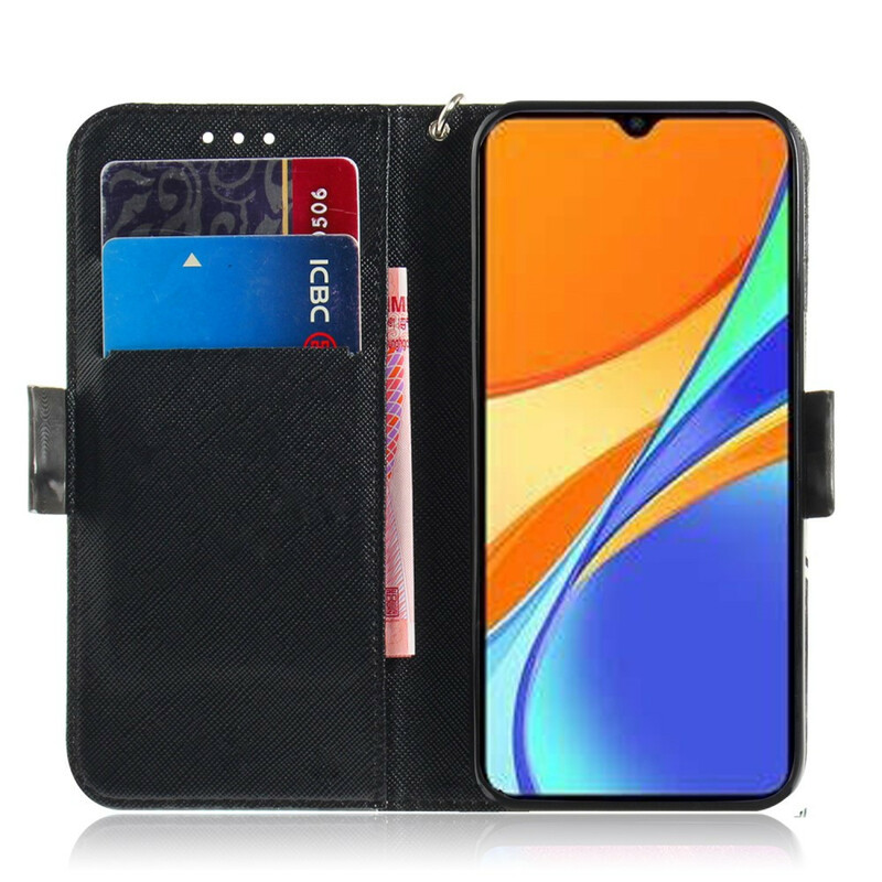 Xiaomi Redmi 9C Tier Safari Tasche mit Lanyard