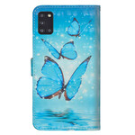 Samsung Galaxy A31 Hülle Blaue Schmetterlinge Volants