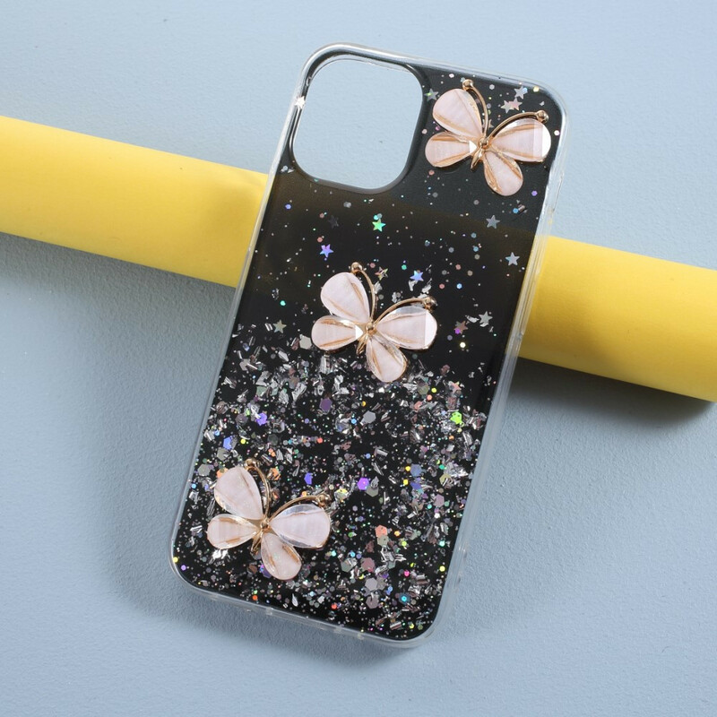 iPhone 12 Max / 12 Pro Cover Glitter 3D Schmetterlinge