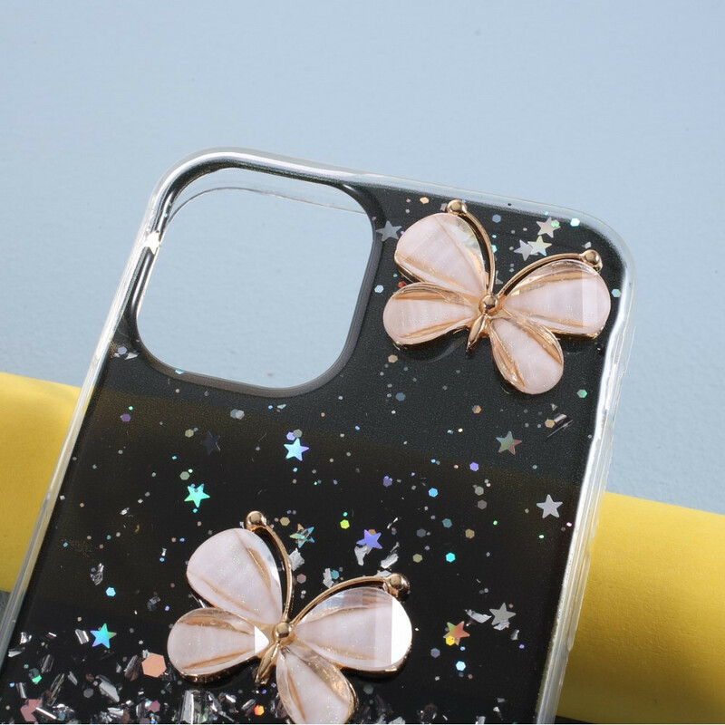 iPhone 12 Max / 12 Pro Cover Glitter 3D Schmetterlinge