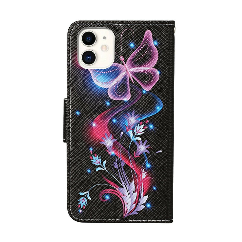 iPhone 12 Max / 12 Pro Hülle Schmetterlinge und Lanyard