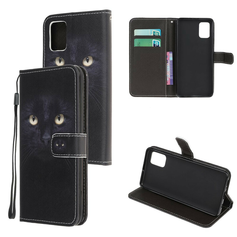 Samsung Galaxy A31 Katzenaugen Tasche Schwarz mit Riemen Samsung Galaxy A31 Katzenaugen Tasche Schwarz mit Riemen