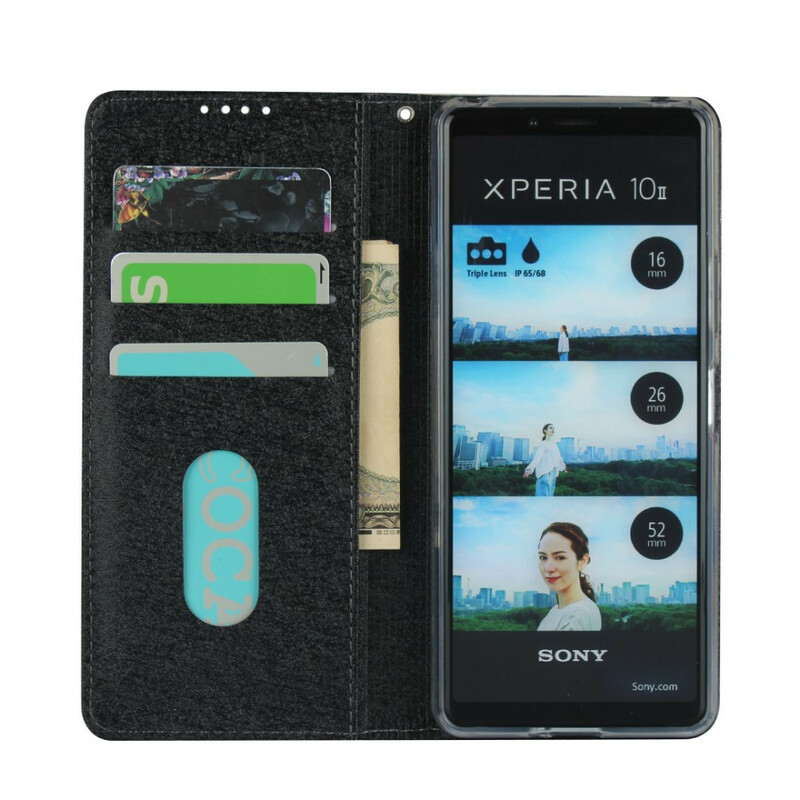 Flip Cover Sony Xperia 10 II Style Weiches Leder mit Riemen