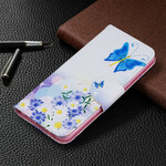 Samsung Galaxy A10s Hülle Gemalte Schmetterlinge und Blumen