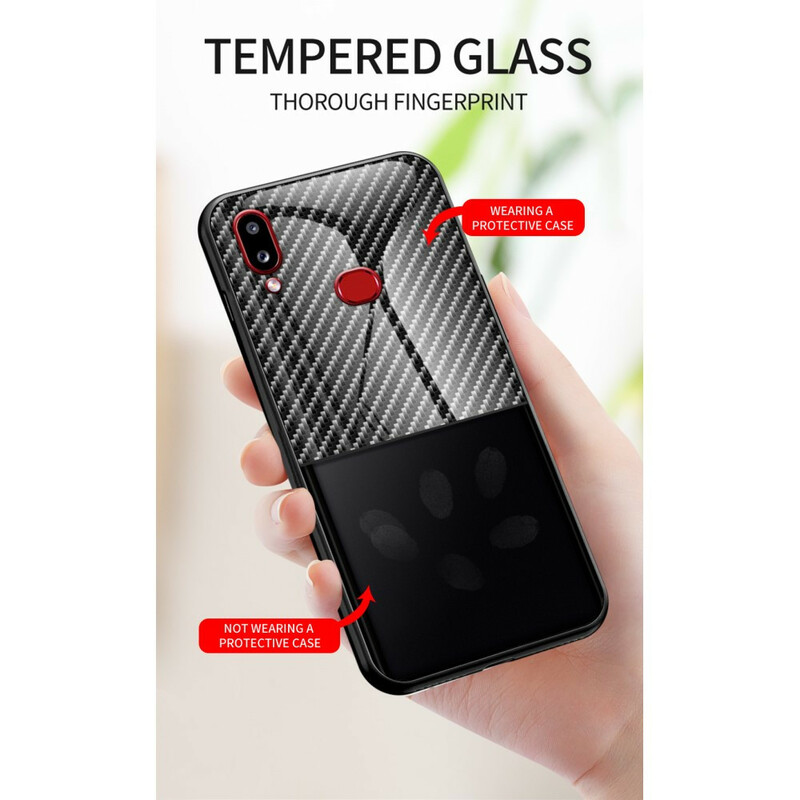 Samsung Galaxy A10s Cover Gehärtetes Glas Kohlefaser