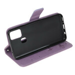 Hülle Samsung Galaxy M21 Schmetterlinge Und Blumen Mit Riemen