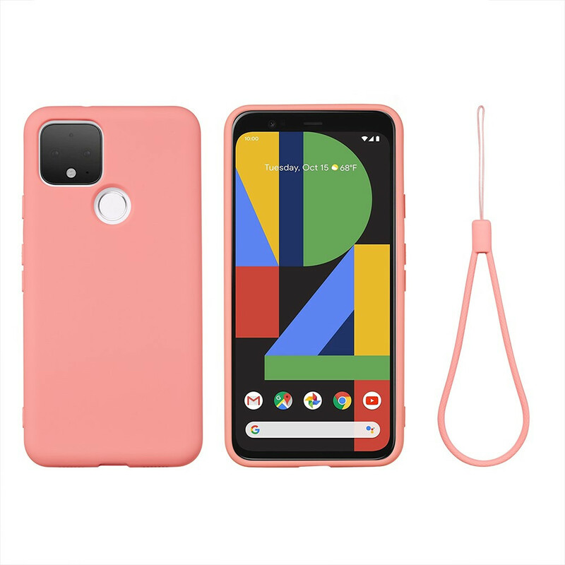 Google Pixel 4A 5G Cover Design Flüssigsilikon mit Lanyard