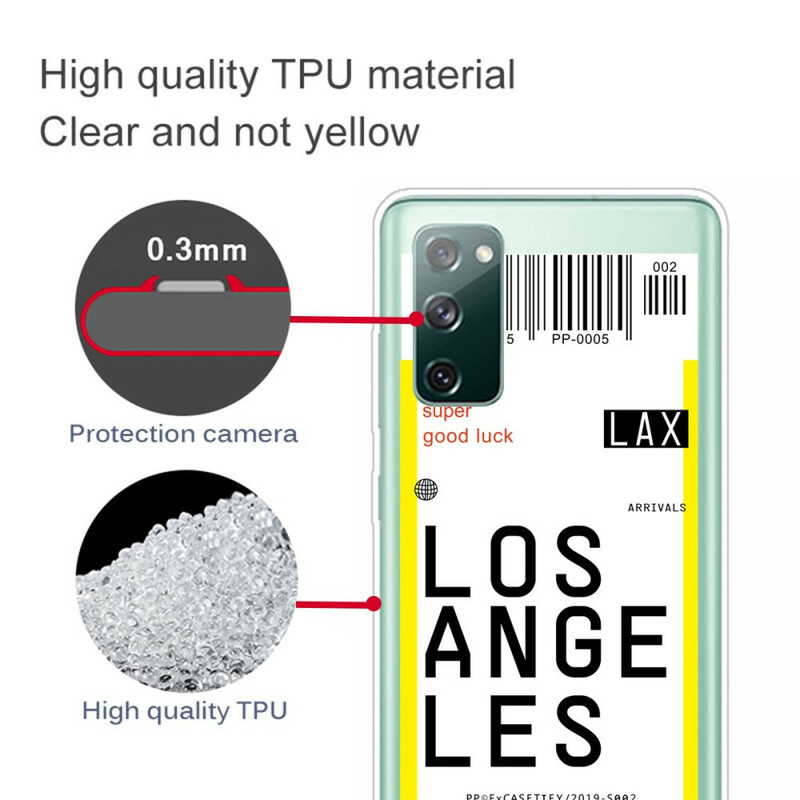 Samsung Galaxy S20 FE Cover Boarding Pass to Los Angeles