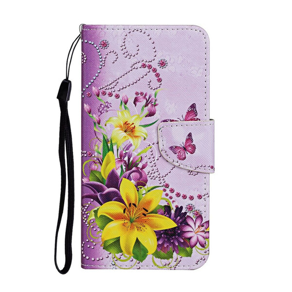 Samsung Galaxy S20 Ultra Magistral Blumen Tasche mit Lanyard