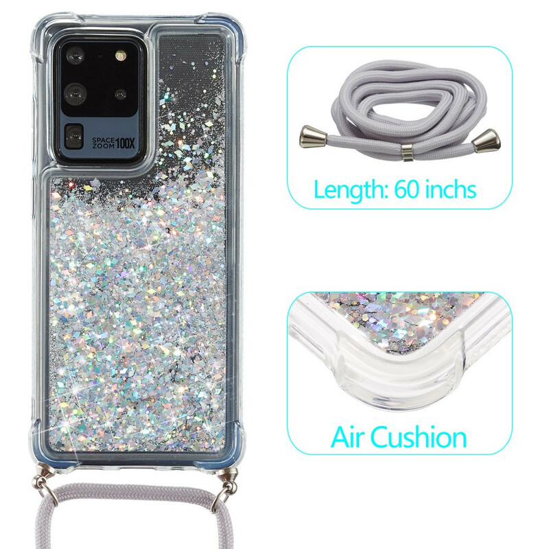 Samsung Galaxy S20 Ultra Glitter Cover mit Kordel