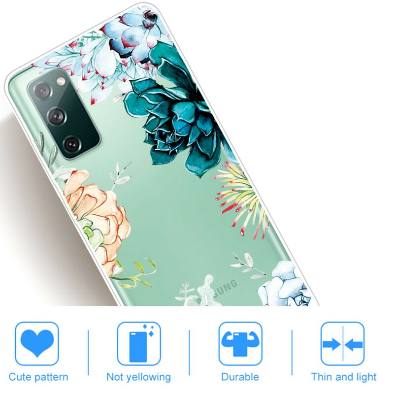 Samsung Galaxy S20 FE Cover Transparent Aquarell Blumen