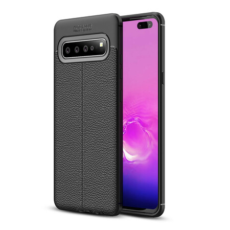 Samsung Galaxy S10 5G Hülle mit Lederoptik Litschi Double Line