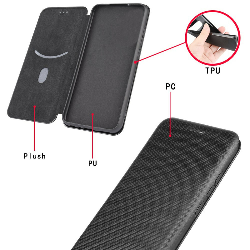 Flip Cover Xiaomi Redmi 9C Silikon Carbon Farbig