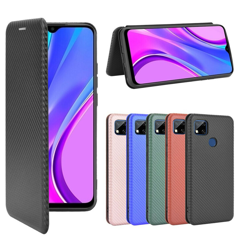 Flip Cover Xiaomi Redmi 9C Silikon Carbon Farbig