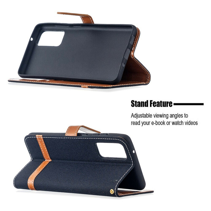 Samsung Galaxy S20 FE Stoff- und Lederoptik-Schutzhülle mit Trageriemen