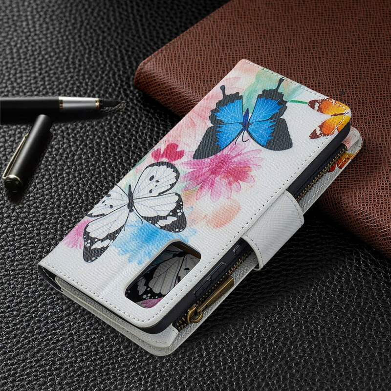 Samsung Galaxy S20 FE Tasche mit Reißverschluss Schmetterlinge