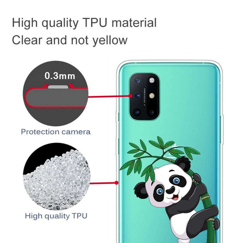 Transparentes OnePlus 8T Cover Panda Auf Bambus