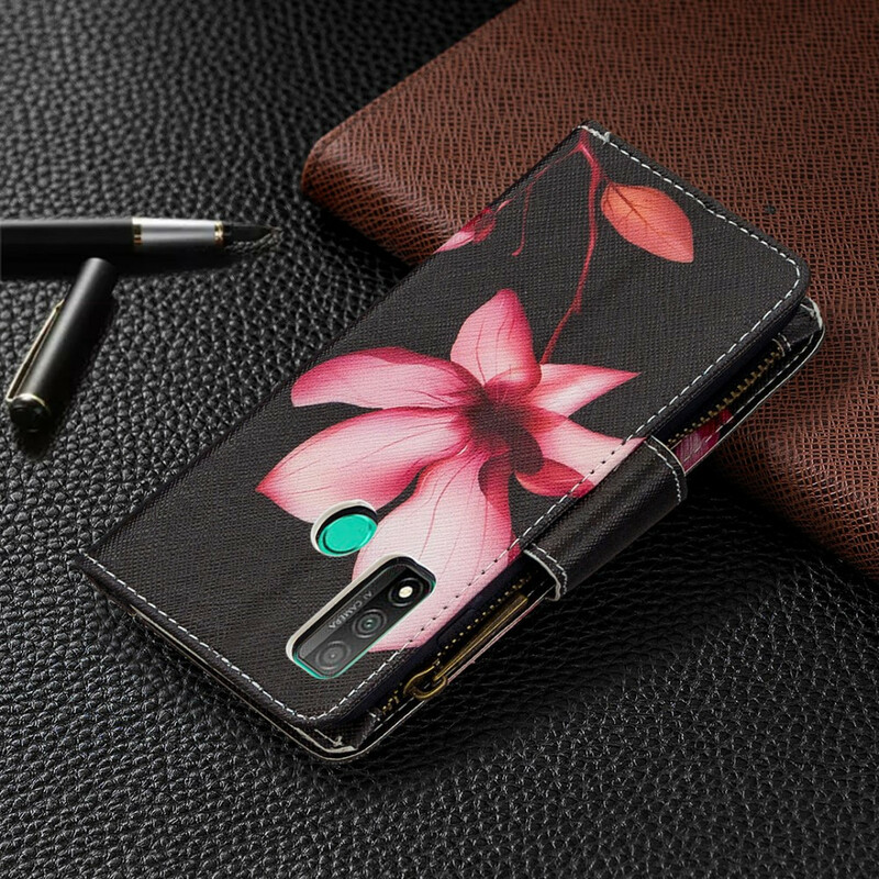 Huawei P Smart 2020 Tasche mit Reißverschluss Blume