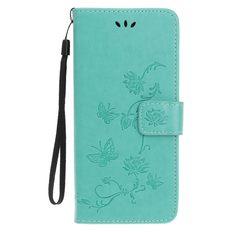 Huawei P Smart S Tasche Schmetterlinge und Blumen mit Riemen