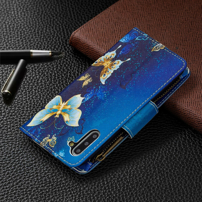 Samsung Galaxy Note 10 Tasche mit Reißverschluss Schmetterlinge