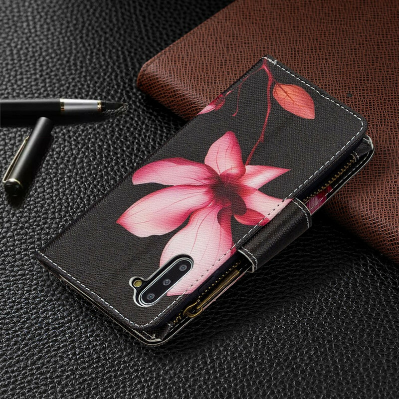 Samsung Galaxy Note 10 Tasche mit Reißverschluss Blume