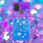 Samsung Galaxy A21s Silikonhülle Glitter und Kordel