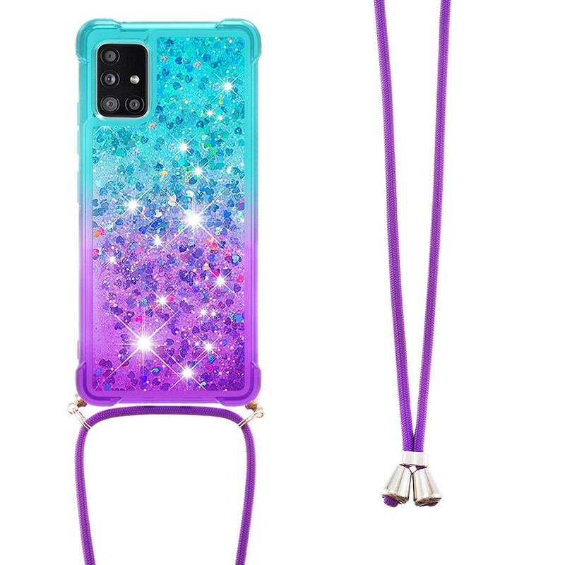 Samsung Galaxy A71 Silikonhülle Glitter und Kordel