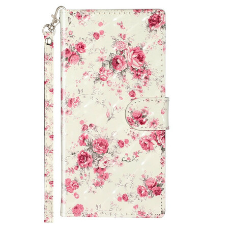Samsung Galaxy Note 10 Tasche Blumen Light Spots mit Riemen
