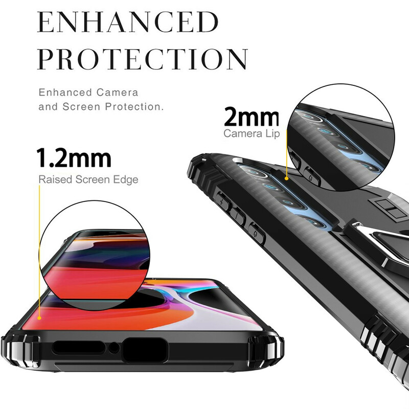 Xiaomi Mi 10 / 10 Pro Ring und Kohlefaser Cover