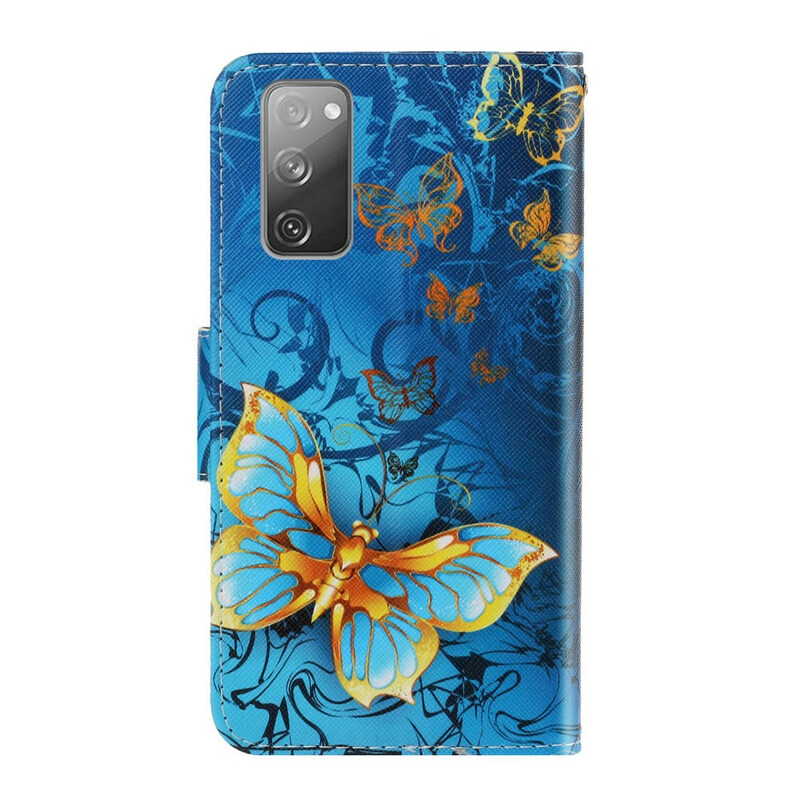 Samsung Galaxy S20 FE Hülle Variationen Schmetterlinge mit Riemen