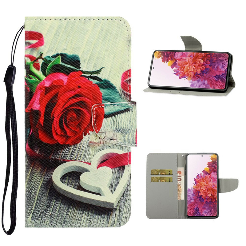 Samsung Galaxy S20 FE Hülle Romantische Rose mit Riemen