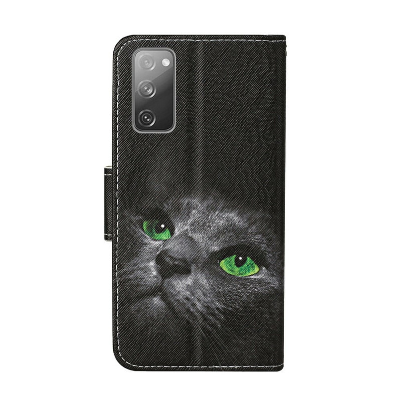 Samsung Galaxy S20 FE Hülle Grünäugige Katze mit Lanyard
