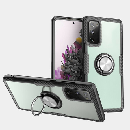 Samsung Galaxy S20 FE Hülle Transparenter Ring und Carbon
