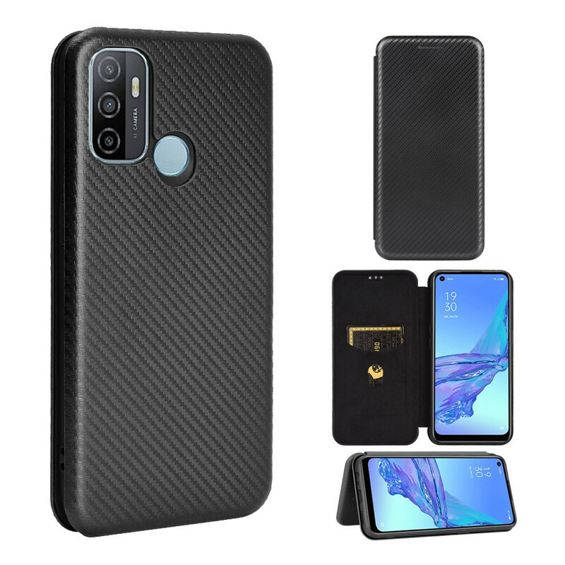 Flip Cover Oppo A53 Silikon Kohlefaser Farbig