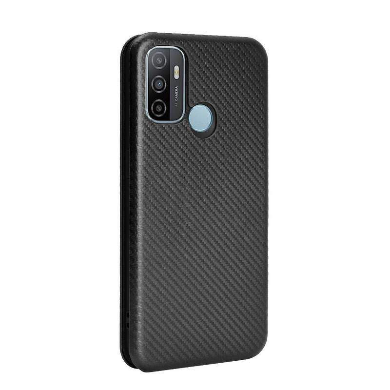 Flip Cover Oppo A53 Silikon Kohlefaser Farbig