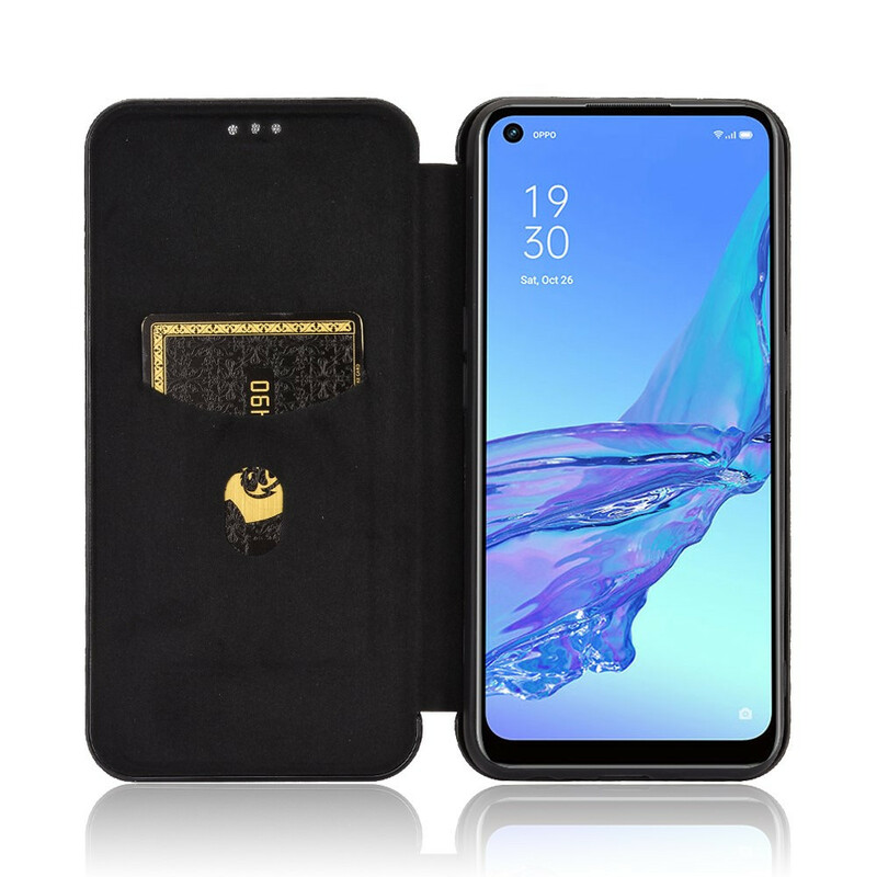 Flip Cover Oppo A53 Silikon Kohlefaser Farbig
