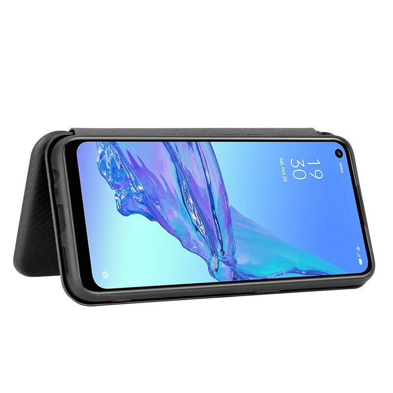 Flip Cover Oppo A53 Silikon Kohlefaser Farbig
