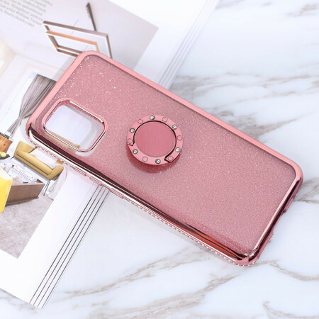 Xiaomi Mi 10 Lite Cover Glitter & Diamonds Ring-Halterung